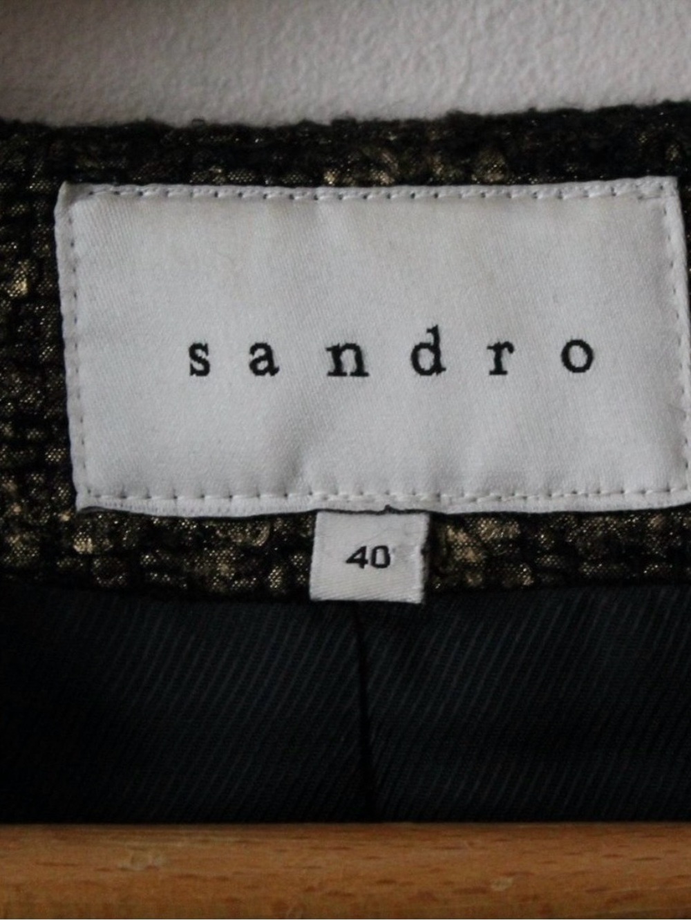 Sandro Tweed Metallic Gold Fringe Blazer Size 40/ Large - Picture 4 of 5